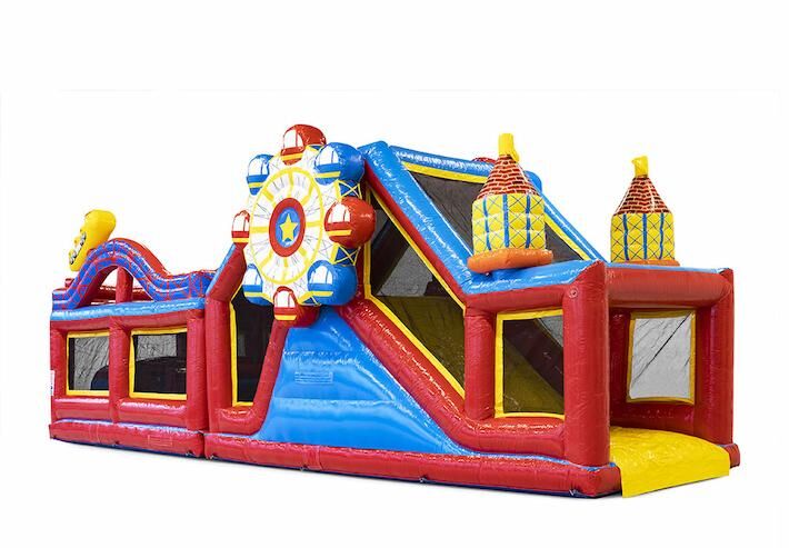 Compre uma pista de obstáculo de montanha-russa modular de 13,5 metros de comprimento com objetos 3D apropriados para crianças. Ordene pistas de obstáculos infláveis ​​agora online em JB Insuflaveis Portugal
