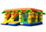 Groot opblaasbaar multiplay springkussen met glijbaan kopen in thema indoor jungle voor kinderen. Bestel springkussens online bij JB Inflatables Nederland