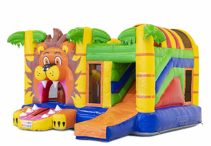 Multiplay springkussen in leeuwen thema met glijbaan en obstakels kopen voor kinderen