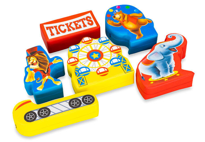 Zestaw tematyczny Softplay z obrazami kolejki górskiej zwierząt