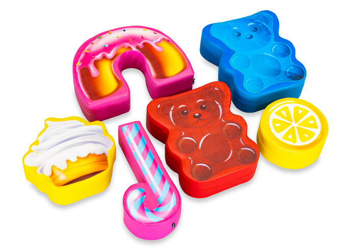 Ensemble de thèmes Softplay avec des images d'animaux en bonbon\