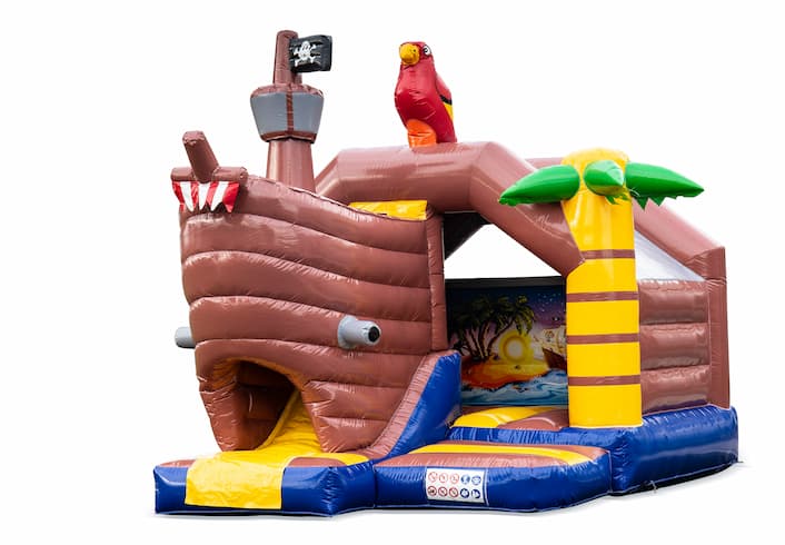 Opblaasbare slide combo springkussen in piraat thema te koop voor kinderen. Bestel nu opblaasbare springkussens bij JB Inflatables Nederland