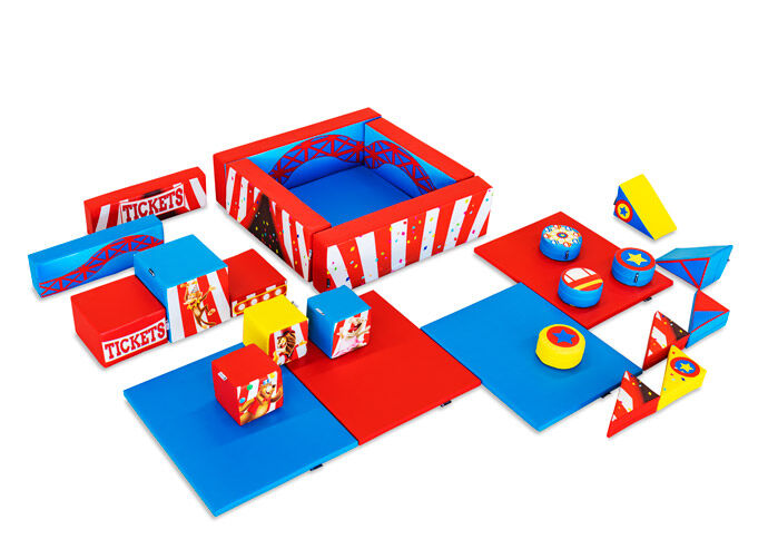 Conjunto de Softplay XL com tema de Montanha-russa e blocos coloridos para brincar