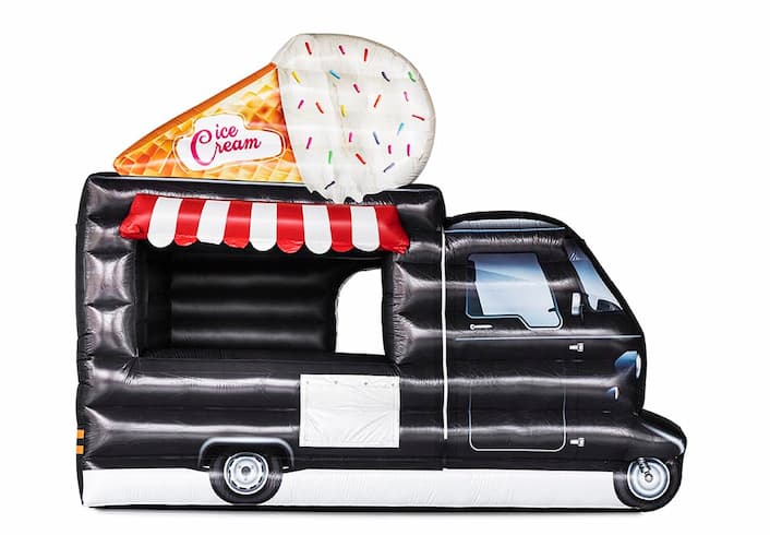  Kup teraz dmuchany czarny foodtruck z motywem lodów i z logo twojej firmy  Zamów dmuchane obiekty z certyfikatem od producenta trwałych obiektów dmuchanych JB Dmuchance  