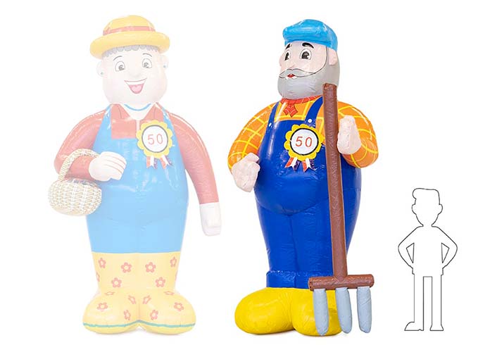 Opblaasbare Abraham pop boer met hark in zijn hand kopen als blikvanger 