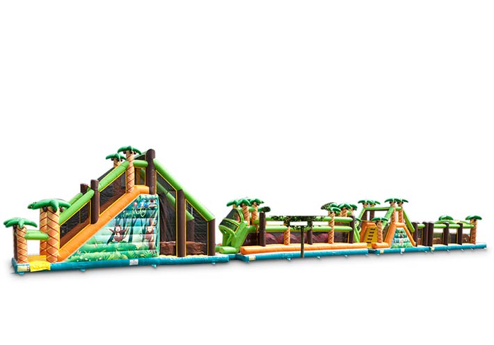 Grote stormbaan springkasteel met jungle thema