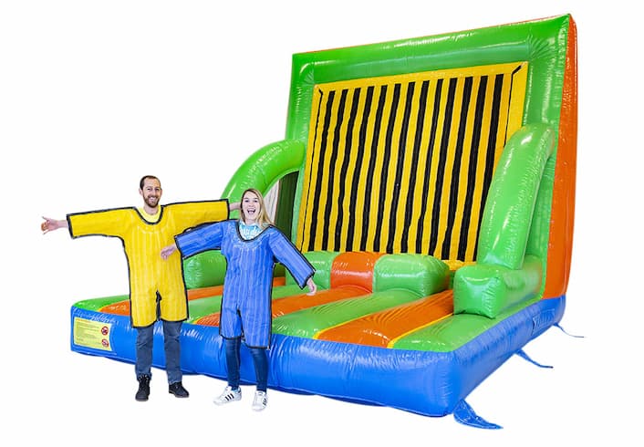 Opblaasbare attractie klittenband muur spel kopen voor feest jongeren kinderen plakken bij JB Inflatables