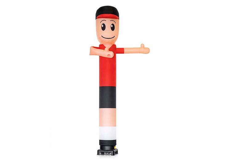 Waving skyman in het rood met pet op te koop bij JB Inflatables