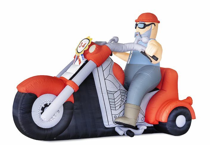 Opblaasbare Abraham Route 66 pop op motor als blikvanger voor verjaardagen te koop