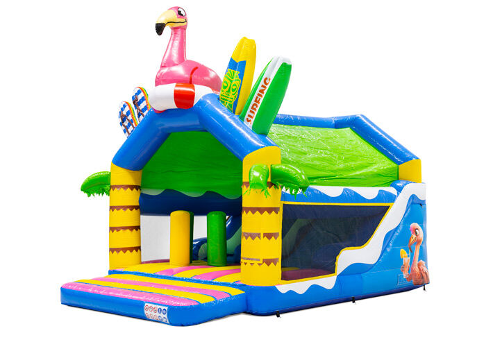 Combounce Flamingo springkussen met grote roze flamingo te bestellen bij JB inflatables