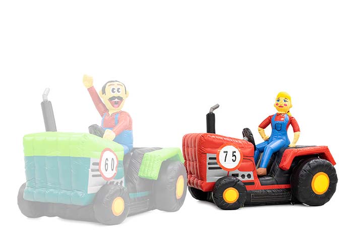 Opblaasbare Sarah pop op rode tractor kopen als blikvanger voor bij verjaardagen