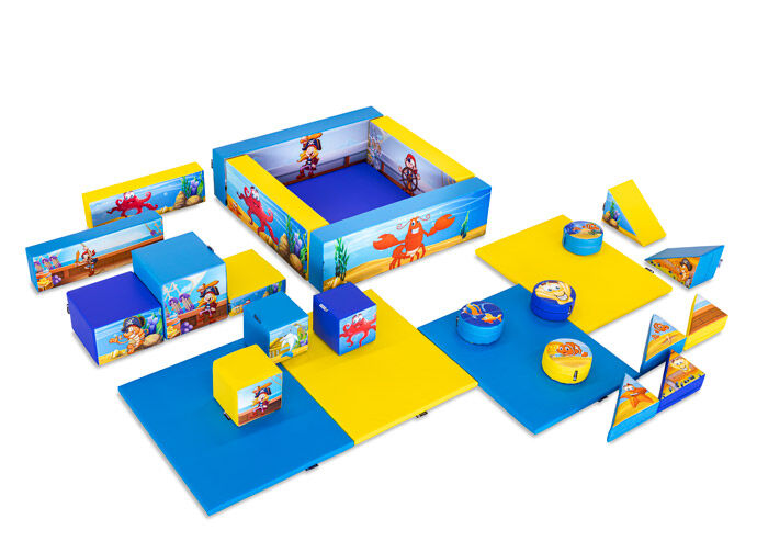 Conjunto de Softplay XL com tema Pirata Seaworld e blocos coloridos para brincar