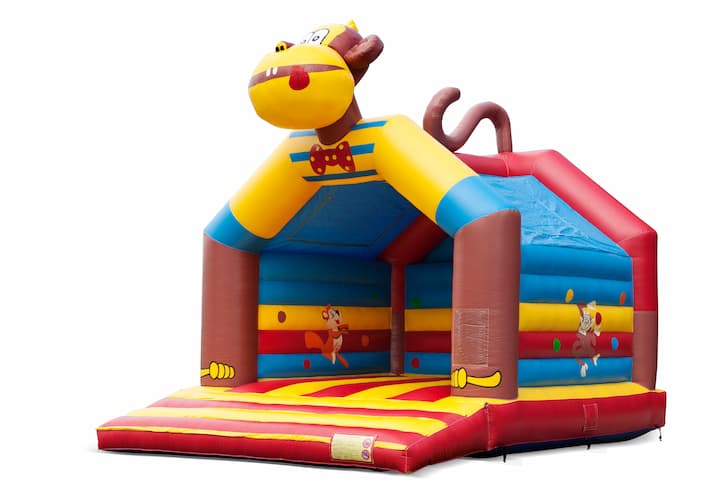 Groot overdekt springkussen kopen in thema aap voor kinderen. Bestel springkussens online bij JB Inflatables Nederland