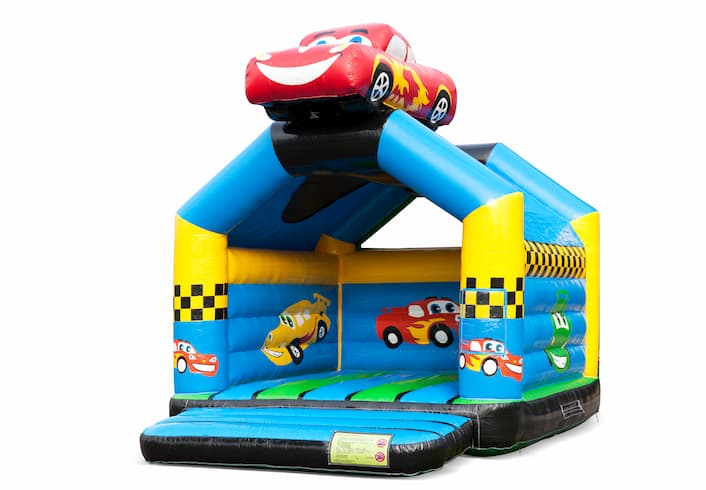 Koop uniek standaard springkussen met een 3D object van een auto aan de bovenkant voor kinderen. Koop springkussens online bij JB Inflatables Nederland