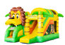 Buy covered inflatable Mini Multiplay bouncy castle with slide in the Lion theme for children. Order now inflatable bouncy castles at JB Inflatables America
