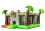 Dino-thema springkasteel met levensechte 3D-dinosaurussen en obstakels.