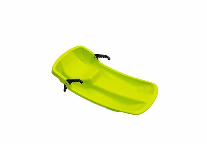 Rodelkarretje in het groen om te glijden van een rodelbaan