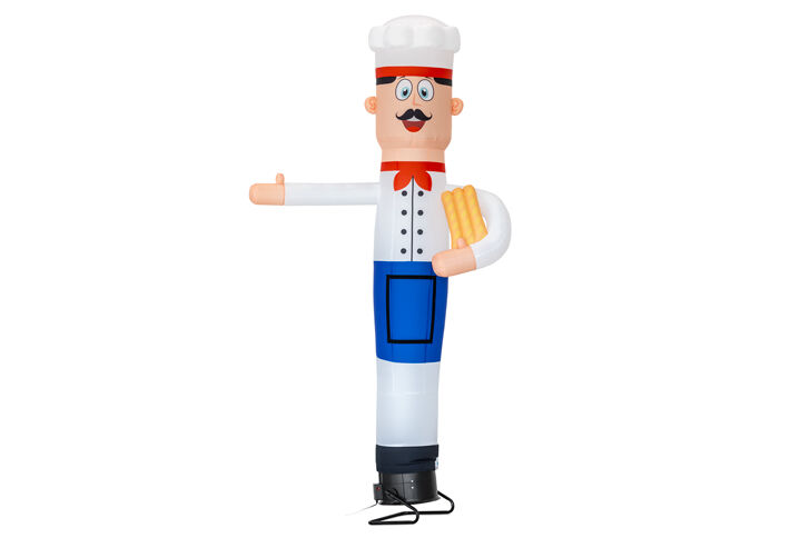 Aufblasbarer Waving Skyman 3,5m Bäcker – auffällige Werbefigur für Bäckereien, Geschäfte und Veranstaltungen. Erhältlich bei JB-Inflatables.
