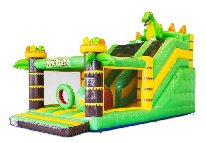 Groot springkasteel met glijbaan en obstakels kopen bij JB Inflatables