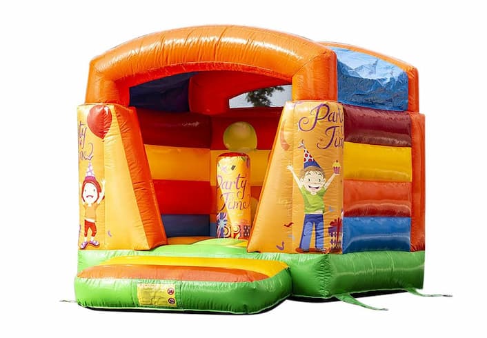 Piccolo castello gonfiabile arancione per bambini in vendita a tema festa disponibile su JB Gonfiabili Italia online