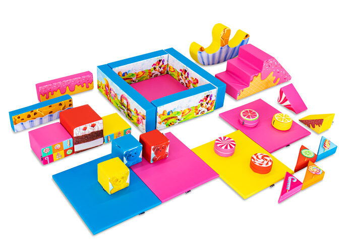XXL Candy-themed Softplay Set with Colorful Blocks to Play