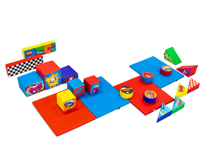 Softplay set large Comic thema kleurrijke blokken om mee te spelen