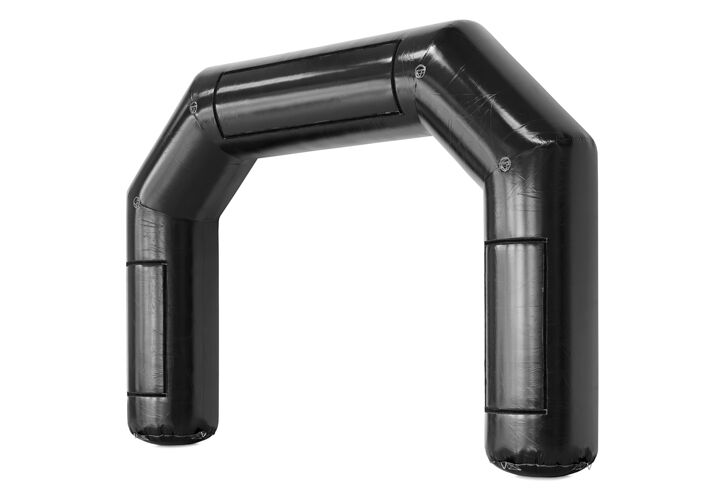 Schwarzer aufblasbarer Werbebogen 6x4 m – stilvoll und vielseitig einsetzbar auf Messen, Wettkämpfen und bei Werbeaktionen. Sofort lieferbar bei JB‑Inflatables!