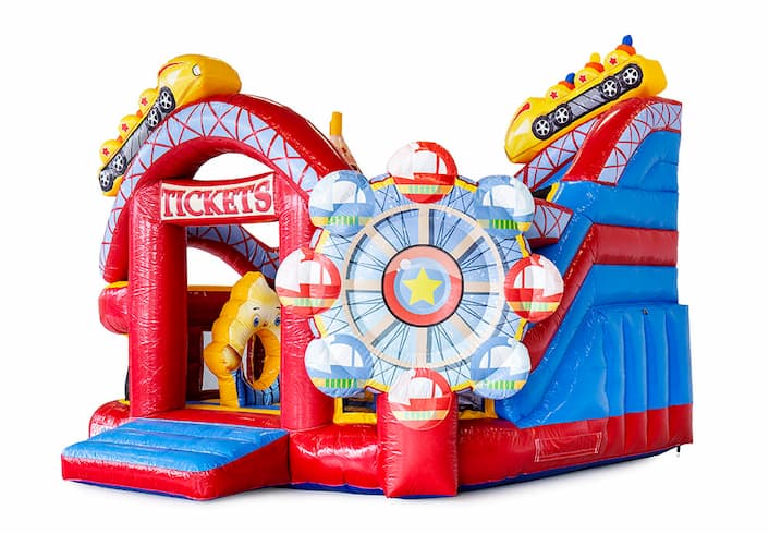 Acquista un grande castello gonfiabile multigiocatore gonfiabile aperto con scivolo sulle montagne russe a tema montagne russe per bambini. Ordina i castelli gonfiabili online su JB Gonfiabili Italia