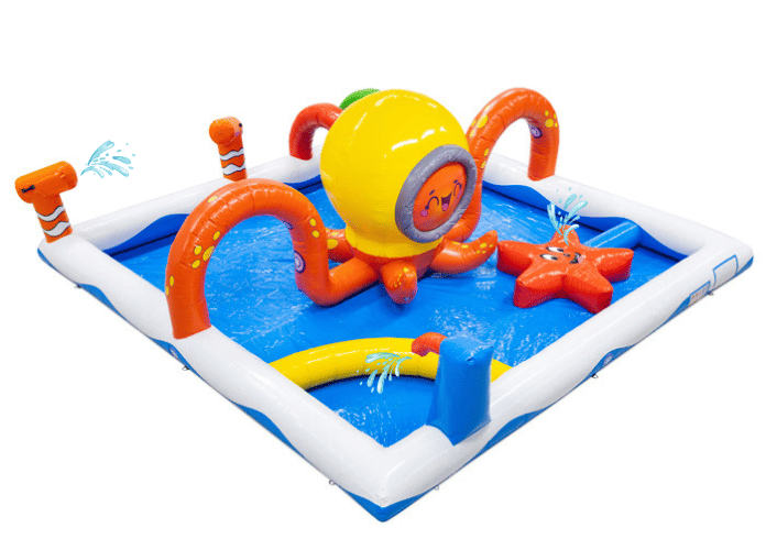 Grand parc aquatique gonflable Spray Park sur le thème du monde marin et des pieuvres