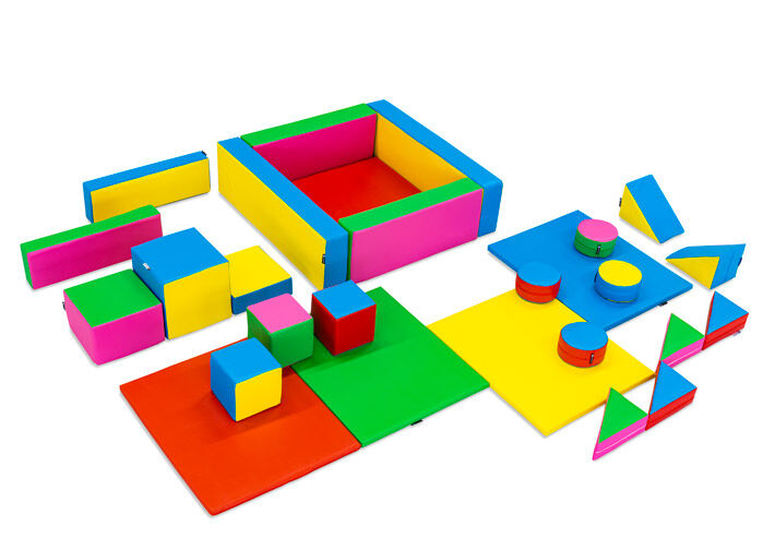 Conjunto de Softplay XL com tema padrão e blocos coloridos para brincar