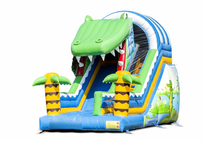 Opblaasbare glijbaan in thema krokodil online bestellen voor uw kids. Koop opblaasbare glijbanen nu online bij JB Inflatables Nederland