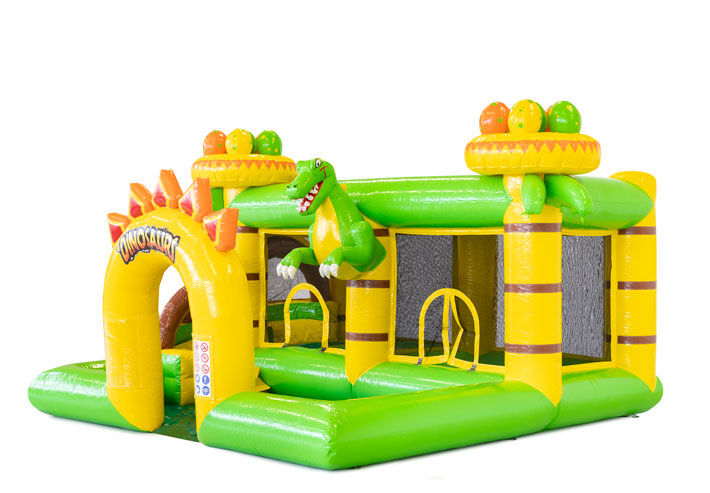 Compre um castelo insuflável insuflável no tema Dino para crianças. Encomende insufláveis ​​online na JB Insuflaveis Portugal
