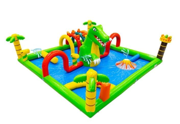 Groot opblaasbaar waterspeelpark Spraypark in dino thema