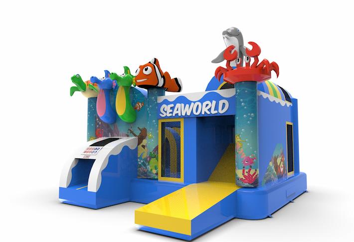 springkussen multiplay met glijbaan in seaworld thema bestellen