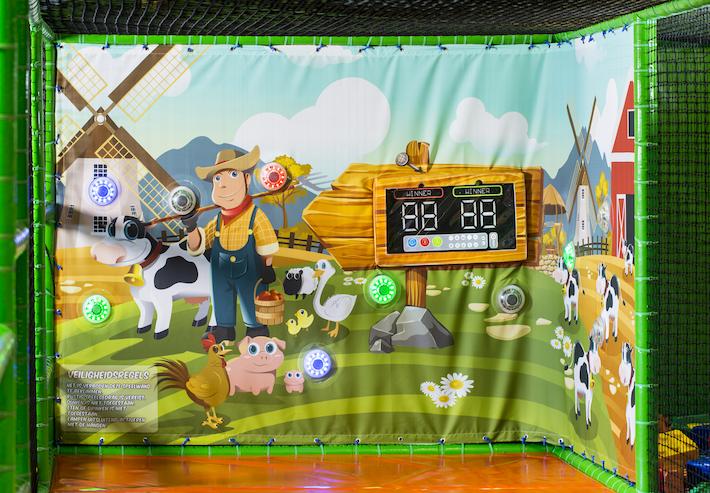 Interactive wall playground to place interactive spots and play games for children. For sale at JB