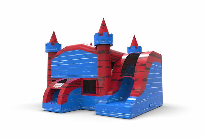 Order a rightside slide dropslide combo 13ft inflatable bounce house in theme marble in colors blue&red. Buy inflatable bouncers online at JB Inflatables America, professional in inflatables making.