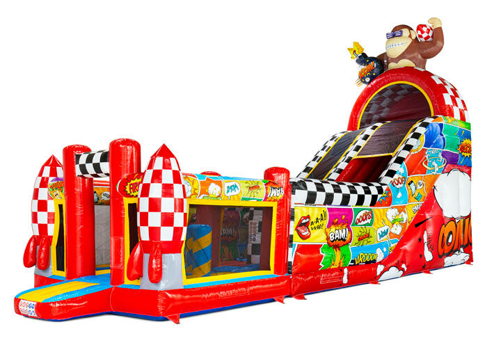 Opvallend Comic thema luchtkussen 4 in 1 glijbaan te koop bij JB Inflatables