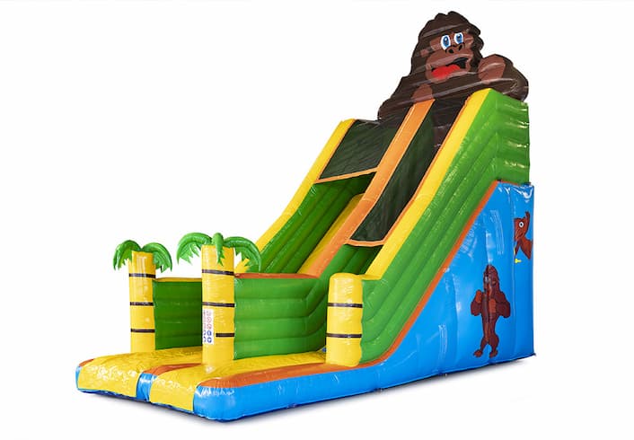 Kup Gorilla Slide Super z wesołymi kolorami, obiektami 3D i ładnym nadrukiem na bocznych ścianach. Zamów nadmuchiwane zjeżdżalnie już teraz online w JB Dmuchańce Polska
