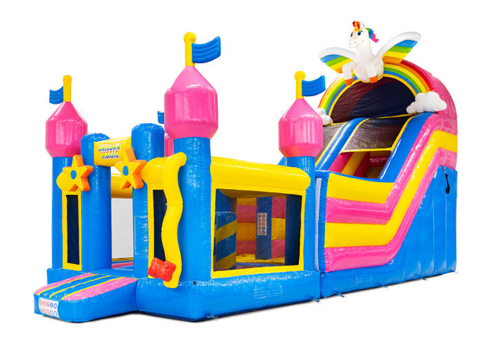 Castillo hinchable 4 en 1 Multiplay con temática de unicornio