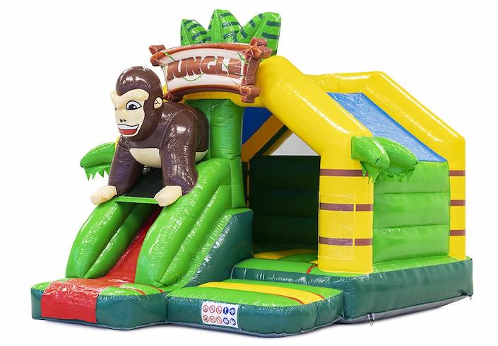 Slide combo videur gonflable avec toboggan sur le thème de la jungle avec gorille dessus commander