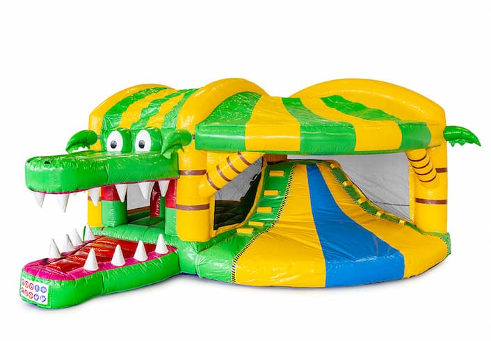 Kaufen sie eine aufblasbare indoor-multiplay-hüpfburg mit rutsche im krokodil-design für kinder. Bestellen sie aufblasbare hüpfburgen online bei JB-Hüpfburgen Deutschland