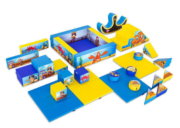 XXL Softplay-Set im Piraten-Seaworld-Thema mit bunten Blöcken zum Spielen