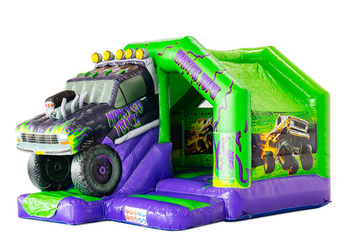 Tough Monster Truck 2.0 bouncy castle with slide. Now available from JB-Inflatables