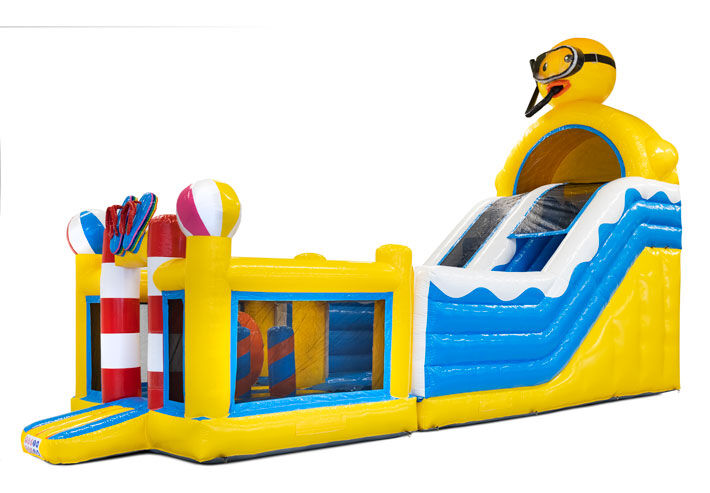 Compre o escorrega insuflável 4 em 1 Rubber Duck para os seus filhos. Encomende escorregadores infláveis ​​agora online na JB Insuflaveis Portugal