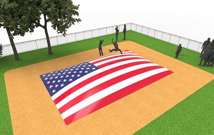 Buy inflatable airmountain in USA flag theme for children. Order inflatable airmountains now online at JB Inflatables UK
