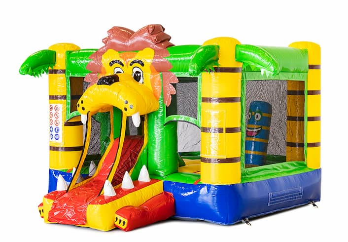 Comprar pequeño castillo hinchable inflable con tobogán en tema de león para niños. Ordene castillos hinchables con tobogán en JB Hinchables España