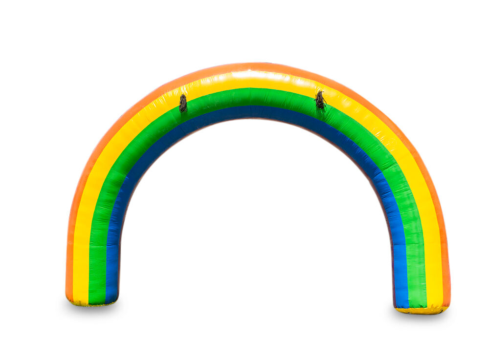 Kaufen Sie bei JB-Hüpfburgen Deutschland einen 6x4m aufblasbaren start- und zielbogen in regenbogenfarben. Jetzt standard aufblasbarer bögen für sportveranstaltungen bestellen