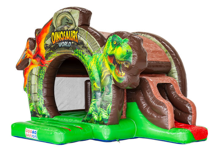 Bouncedome with Slide Jurassic World springkussen met glijbaan te bestellen bij JB Inflatables