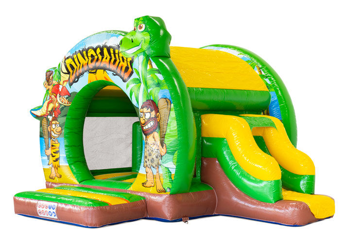 Dmuchany zamek Bouncedome Dino ze zjeżdżalnią dostępny w JB Dmuchańce