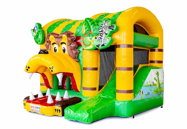 Compre un pequeño castillo inflable multijugador de interior con el tema de jungleworld para niños. Ordene castillos inflables en línea en JB Hinchables España